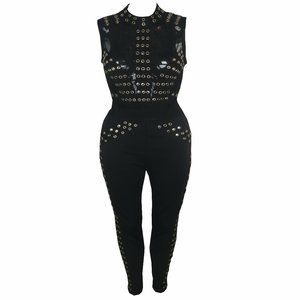 Bandage Eyelet Jumpsuit
